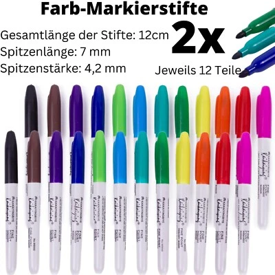 Filzstifte Markierstifte Farbstifte Buntstifte versch. Farben 2x 12= 24 Stifte - Bild 1 von 4