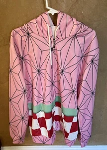 Spider Web & Checker Style Pink Zip Up Hoodie Sweater Sz X-Large Unbranded - Picture 1 of 11