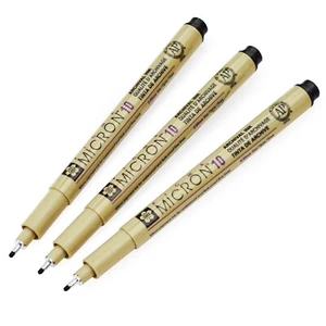 Sakura Pigma Micron Pigment Fineliner Pens - 0.60m (10) - Black - XSDK10