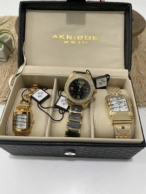 Akribos XXIV Women's Diamond Gold 3-Watch Set - AK514, AK528,AK510  Watches - Image 1 of 4