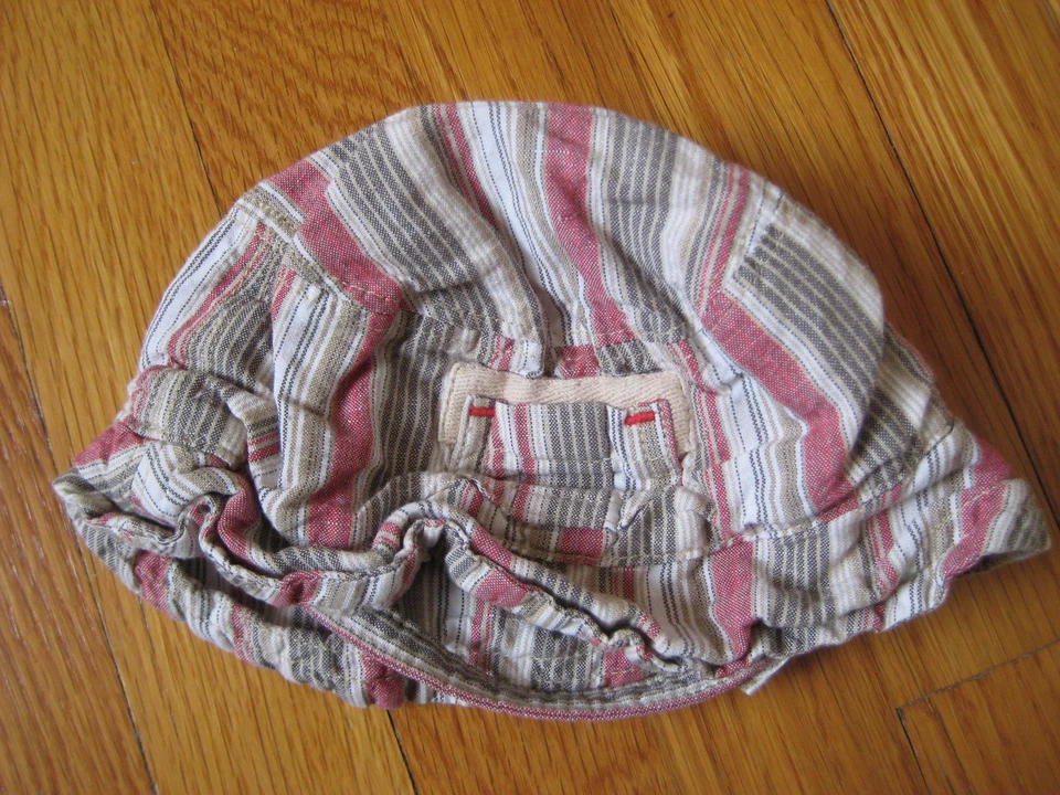 BabyGap striped LINEN HAT 12 18 months boys white brown red fishing cap kids gap - Image 1 of 2