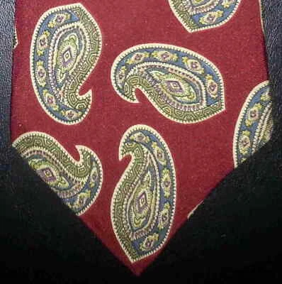 Corbata Claiborne Seda Rojo Verde azulado Blanco Grande Diseño Paisley Nueva en Caja t2434  Foto 1 de 4