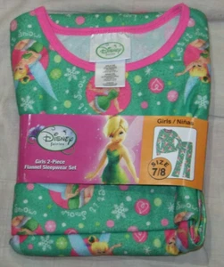 Girls Disney Fairies Flannel Sleepwear Set - Size 7/8 - New in Package - Picture 1 of 8
