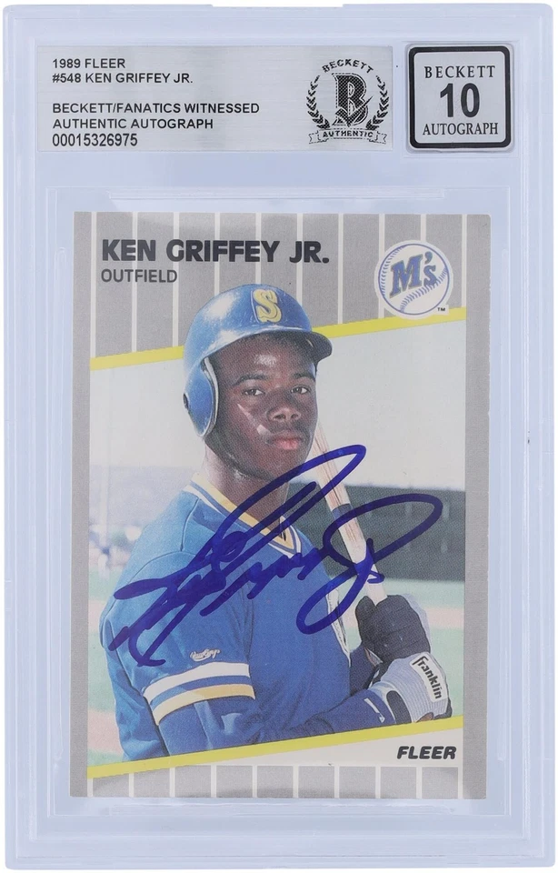 Ken Griffey Jr. Seattle Mariners Firmado 1989 Fleer Serie 1 #548 BAS 10 Novato Foto 1 de 3