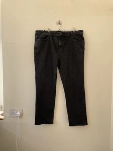 Ladies Plus Size Black Stretch Jeans Waist 42 Inch Regular Straight Leg - Picture 1 of 4