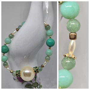 Pulsera "Verdant Whisper" Piedras Preciosas Verde Apatita, Crisoprasa, Amazonita - Imagen 1 de 10