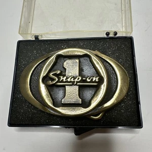 Vintage Snap-On Tools Solid Brass Belt Buckle Oval Number One USA Auto Mechanic - Picture 1 of 5