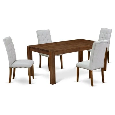 East West Furniture Lismore 5-piece Wood Dining Set in Walnut/Gray - Image 1 of 4