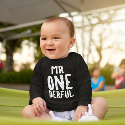 LARKWOOD Mr Onederful 1. Geburtstag Kinder Langarmshirt Geburtstag Kinder Alter Kinder