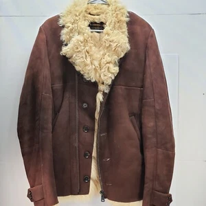 Diesel Black Gold Label Soft Leather Jacket-Ram Skin-Ram Fur, Brown-Size Medium - Picture 1 of 8