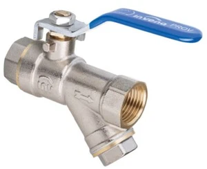 Water Flow Ball Valve with Strainer and Handle Female x Female 1/2" - 1" BSP - Picture 1 of 2