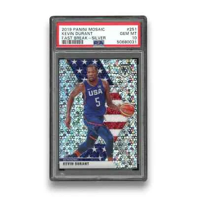 2019 Panini Mosaic Kevin Durant #251 Fast Break Silver Olympics PSA 10 - Image 1 of 4