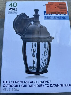 Maxxima Outdoor Wall Light LED Bronze Clear Glass Dusk Dawn Photocell Sensor New - Image 1 of 2