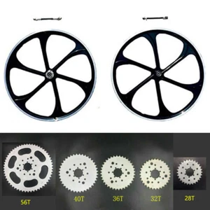 26 Inch Alum Mag Wheels Set/Bike Wheel Rims & 28T-56T Sprocket-Motorized Bicycle - Picture 1 of 39