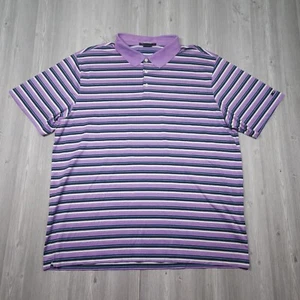 Tiger Woods Polo Shirt Mens 2XL XXL Purple Blue Striped Collection Dri Fit Golf - Picture 1 of 10