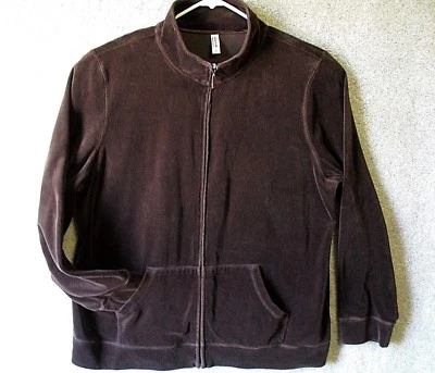 Exertek Women's Plus 3X Brown Velvety Velour Zip Front Casual Jacket 2 Pockets - Image 1 of 3