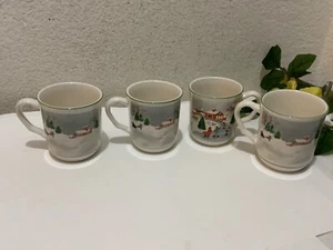 4 Sango Christmas Silent Night 3900 Coffee Tea Mugs Joan Luntz Holiday 12oz G9 - Picture 1 of 6