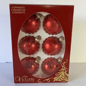 Vintage Rauch Victoria Collection Glass Ball Ornament Set of 6 Satin & Shiny - Picture 1 of 7