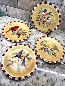 4 Lenox WINTER GREETINGS EVERYDAY Salad Plates Catherine McClung Birds NEW 8.5" - Picture 1 of 16