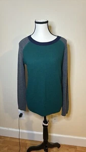Fenn Wright Manson Women’s Sweater 100%Extrafine Merino Wool Green/Gray M - Picture 1 of 5