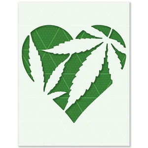 Stencil foglia erba - cannabis, 420, marijuana, vaso, canapa, stoner art, decorazione fumo - Foto 1 di 6