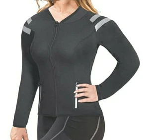 LODAY Womens Neoprene Body Shaper Jacket, Tummy Arm Slimmer Top w Pockets, Sz: M - Picture 1 of 7