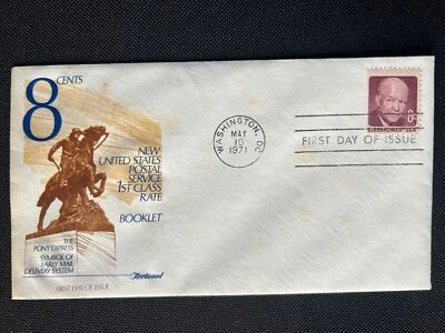 1395 Dwight Eisenhower (Booklet-Brown) FDC Fleetwood May 10 1971 Washington DC - Image 1 of 2
