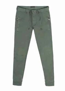 ARI SOHO STRETCH COTTON MOTO DRAWSTRING JOGGERS IN GREEN SIZE 30 - Picture 1 of 1