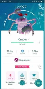 Pokemon Shiny Gigantamax Kingler (Tr.a.d.e 20k Stardust) - Imagen 1 de 1