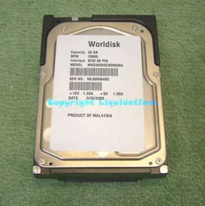 Worldisk MX03036SC800600U 36GB 3.5 inch 15K U320 80pin SCSI Hard Drive HDD - Picture 1 of 1