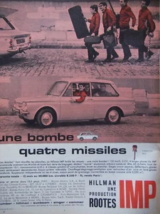 PUBLICITÉ DE PRESSE 1964 HILLMAN UNE PRODUCTION ROOTES IMP - ADVERTISING - Imagen 1 de 1