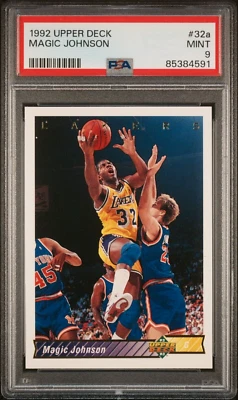 1992 UPPER DECK MAGIC JOHNSON #32a PSA 9 MINT HOF ICONIC CARD - Image 1 of 3