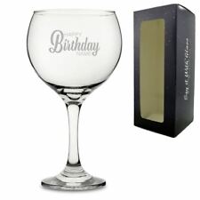 Personalised Engraved Gin Balloon Cocktail Glass with Happy Birthday Name