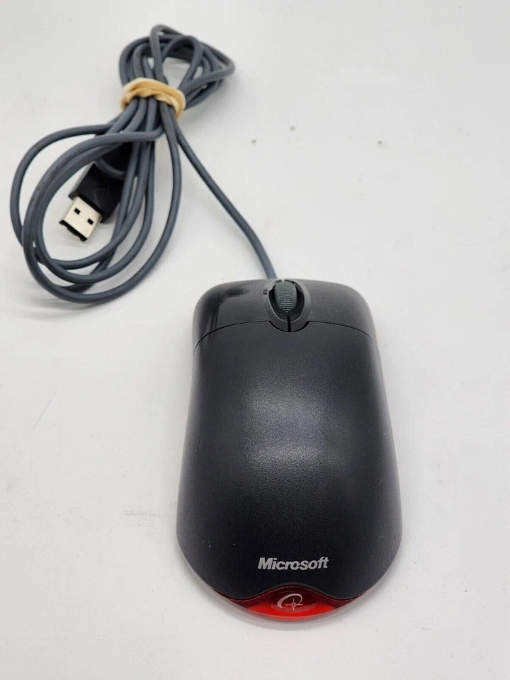 Microsoft Wheel Mouse Optical scroll USB PS/2 3-Button PC wired black X802382 - Image 1 of 1