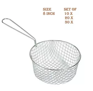 8inch Chip Pan Basket Fryer Strainer Bucket Wire Mesh Frying Fries Pan Metal - Picture 1 of 6