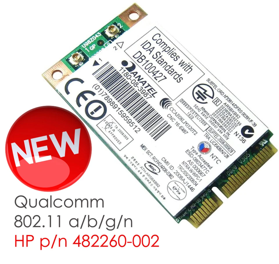 HP Internal Wireless WiFi LAN 802.11a-g-n PCI 482260-002 1180-08-3987 V158 - Image 1 of 1