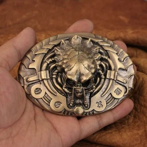 Handmade Good Details Brass AVP Predator Mens Biker Punk Belt Buckle TA302A BZ - Picture 1 of 12