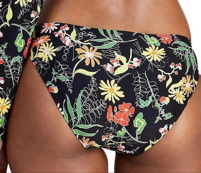 Parte inferior de bikini Kate Spade negra floral en la azotea jardín preppy natación Foto 1 de 4