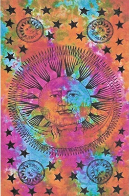 ¡NUEVO! Colcha colgante de pared Sun Moon Tie Dye tapiz tamaño doble - 54"x86" Foto 1 de 2