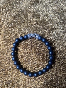 American Designer Men’s Black Bead And Gothic Silver Clasp Fastening Bracelet - Picture 1 of 5