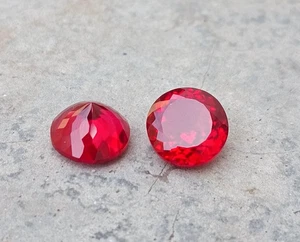 Certified 30 Ct Natural Blood Red Ruby Round Cut Pair Flawless Rare Gemstones - Picture 1 of 5