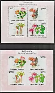 COMOROS - 2010 FLOWERS PERF & IMPERF SOUVENIR SHEETS. SUPERB MNH - Picture 1 of 1