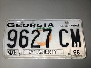 1998 Georgia License Plate Dougherty County Tag 9627 CM - Picture 1 of 7