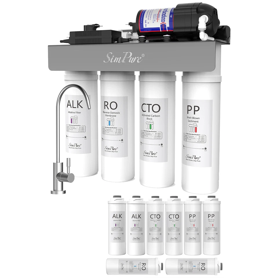 SimPure WP2-400G Alkaline pH+ Reverse Osmosis Water Filter System + 8 Filters - Image 1 of 4