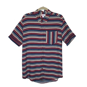 LuLaRoe Unisex Short Sleeve Shirt Size S Button Up Multicolor Stripes Pocket New - Picture 1 of 12