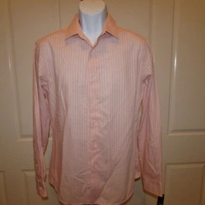 NEW w/Tag-APT. 9 Light Orange Striped Button Long Sleeve Slim Fit Shirt Sz S - Picture 1 of 1