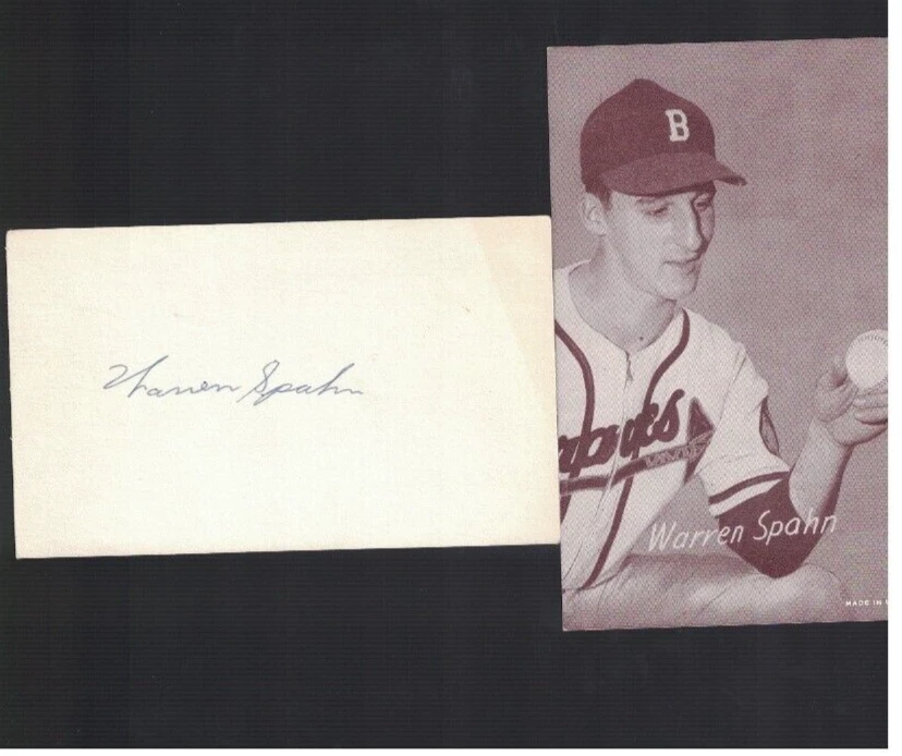 Warren Spahn Boston Braves Signed Index Card W/Exhibit W/Our COA PCBX2 - Image 1 of 1