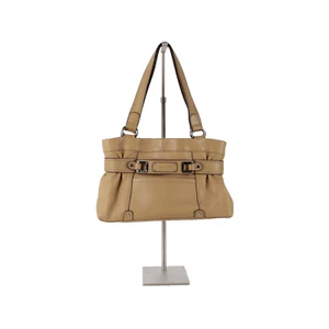 Tignanello 14 x 9 x 3 hellbraun silber Beschläge Doppelgriffe Leder PVC Poly Geldbörse - Bild 1 von 9