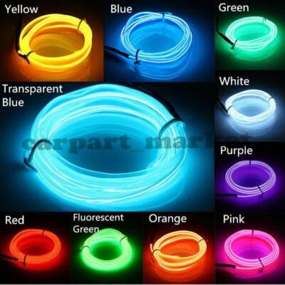 Flexible 1M 2M LED Neon Light Glow EL Wire Strip tube Rope Home Car Decor NEW ` - Image 1 of 4