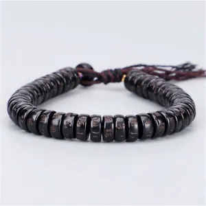 Natural Coconut Shell Beads Bracelet Buddha Tibetan Prayer Handmade Lucky Knot - Picture 1 of 6